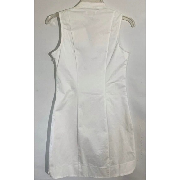 Mud Pie White Sleeveless Gold Trimmed Shift Dress Size Large - Picture 6 of 7